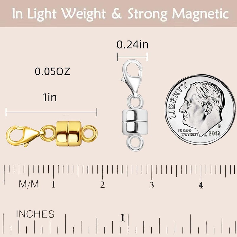 OHINGLT Magnetic Necklace Clasp Extra Strong, Gold and Silver Plated Magnet Jewelry Clasps Converters, Bracelet Extender for Women Seniors - Image 2